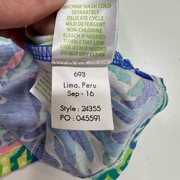 Lilly Pulitzer Riva Dress in Wade and Sea Brilliant Blue Print Pima Cotton - Picture 11 of 12